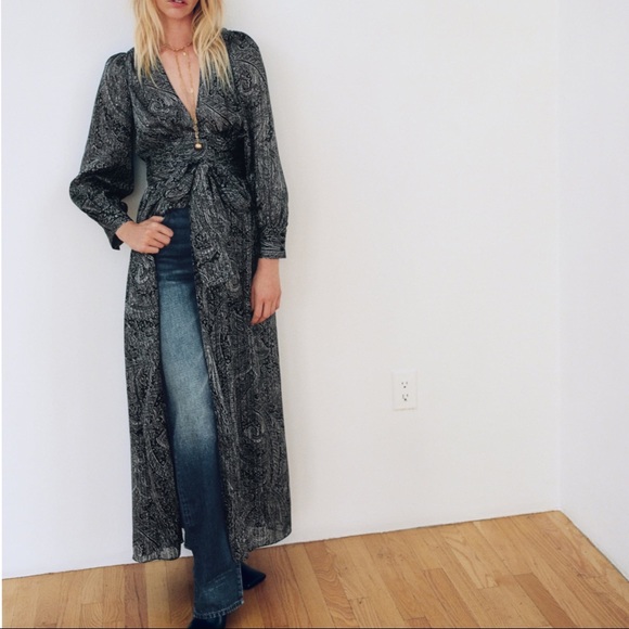 ZARA LONG PRINTED WRAP DRESS - Picture 4 of 12